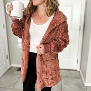 Fleece Cardigans for Women Fuzzy Open Front Hooded Cardigans Winter coats nwt
